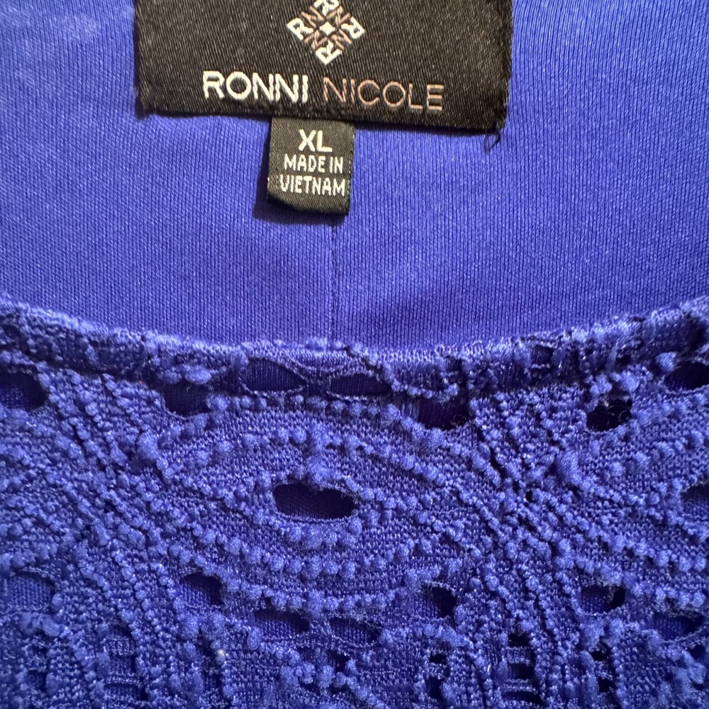 Ronni Nicole Royal Blue Cold Shoulder Lace Dress Size XL - Picture 2 of 7